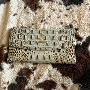 Brahmin leather brown & cream clutch/wallet